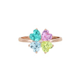 Rainbow Clover Ring with Colored Zirconia