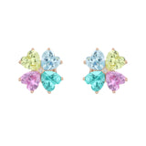 Rainbow Clover Earrings with Colored Zirconia