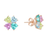 Rainbow Clover Earrings with Colored Zirconia