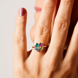 Rainbow Clover Ring with Colored Zirconia