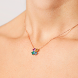Collana Quadrifoglio Rainbow con zirconi colorati