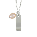 Collana con perlina e targhetta con nome o data