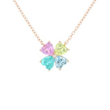 Collana Quadrifoglio Rainbow con zirconi colorati