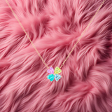 Collana Quadrifoglio Rainbow con zirconi colorati