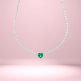 Collana Tennis con Cuore Verde