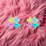 Rainbow Clover Earrings with Colored Zirconia