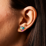 Rainbow Clover Earrings with Colored Zirconia
