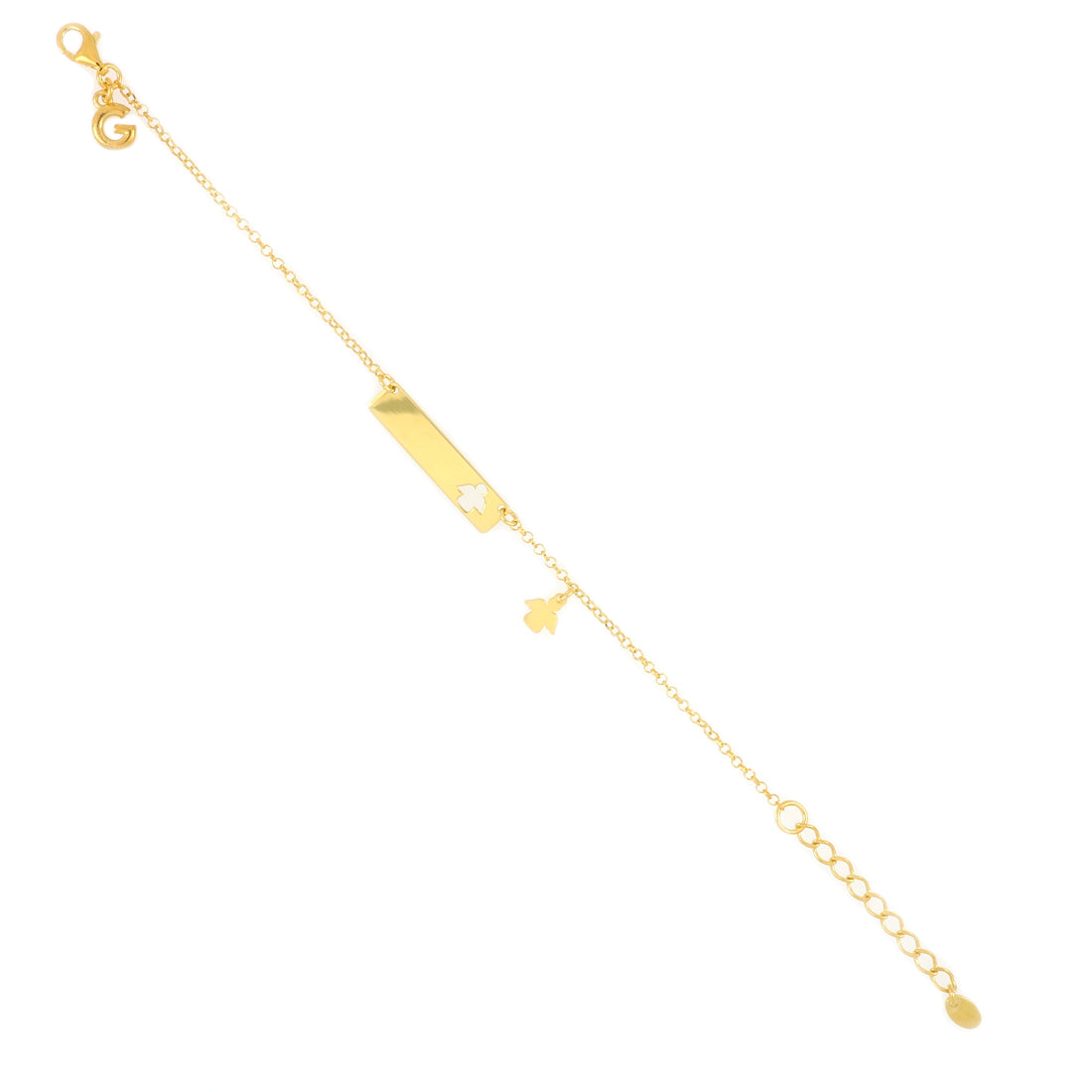 Bracciale targa con angioletto placcato oro