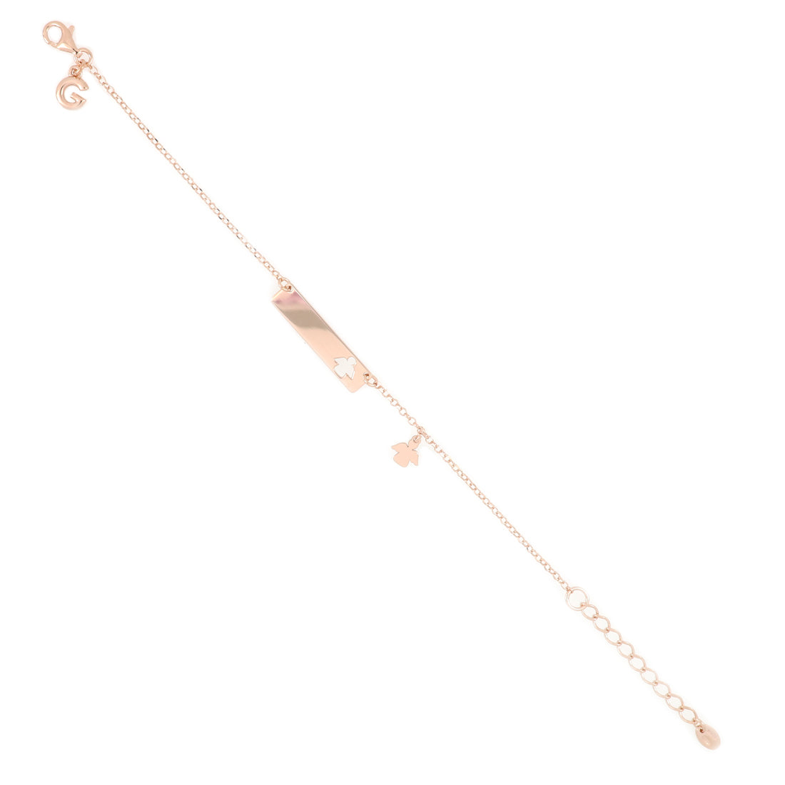 Bracciale targa oro rosa con angelo
