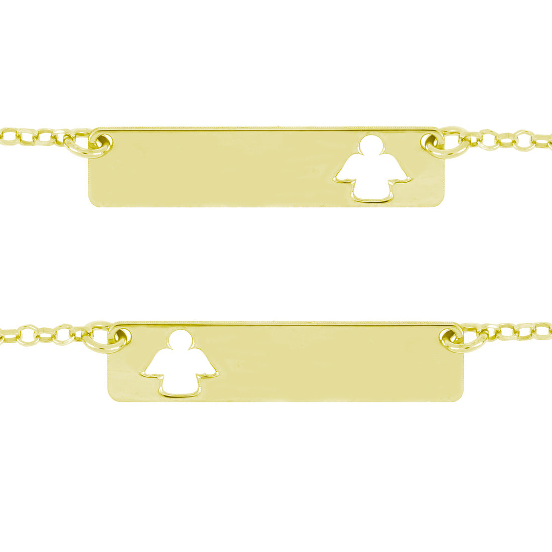 Bracciale targa con angelo placcato oro