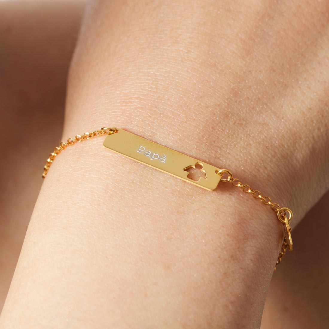 Bracciale personalizzato con targa placcato oro