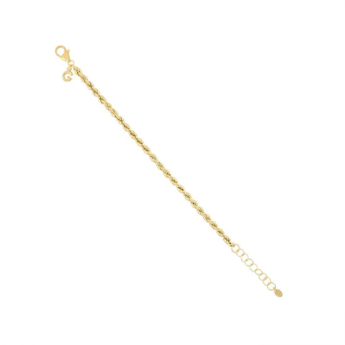 Bracciale argento corda placcato oro