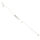 Bracciale con targa argento rettangolare, foro e mini pendente a forma di cuore