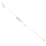 Bracciale con targhetta argento forata lateralmente a forma di farfalla e mini pendente farfalla