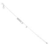 Bracciale con targhetta in argento forata lateralmente a forma di quadrifoglio e pendentino abbinato