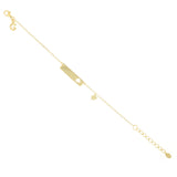 Bracciale in argento con targa forata lateralmente a forma di quadrifoglio e pendente quadrifoglio dorato