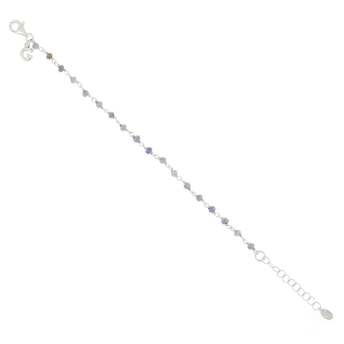 Bracciale in argento con perline grigio cangiante