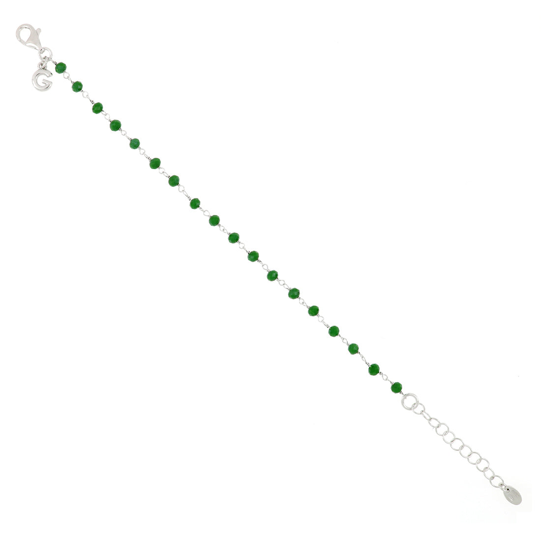 Bracciale in argento con perline color verde smeraldo