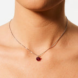 Collana con zircone cuore rosso