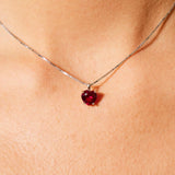 Collana con zircone cuore rosso
