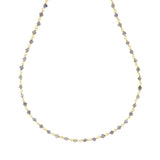 Collana oro con rosario grigio di perline cangianti