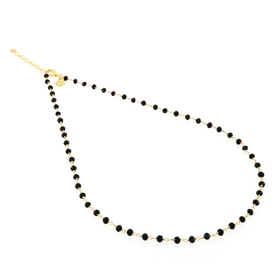 Collana oro con perline nere