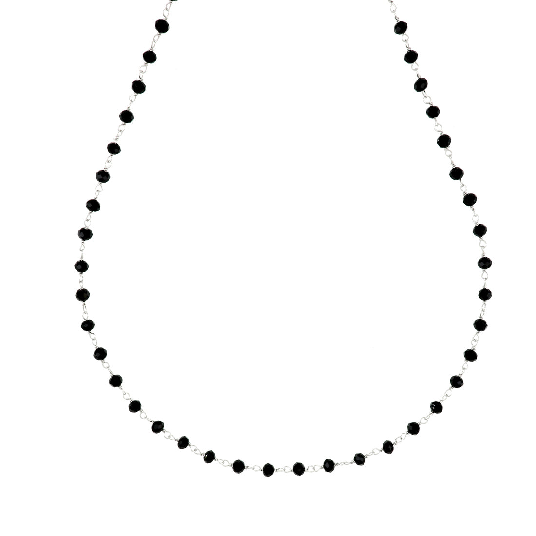 Collana basic con rosario nero in argento