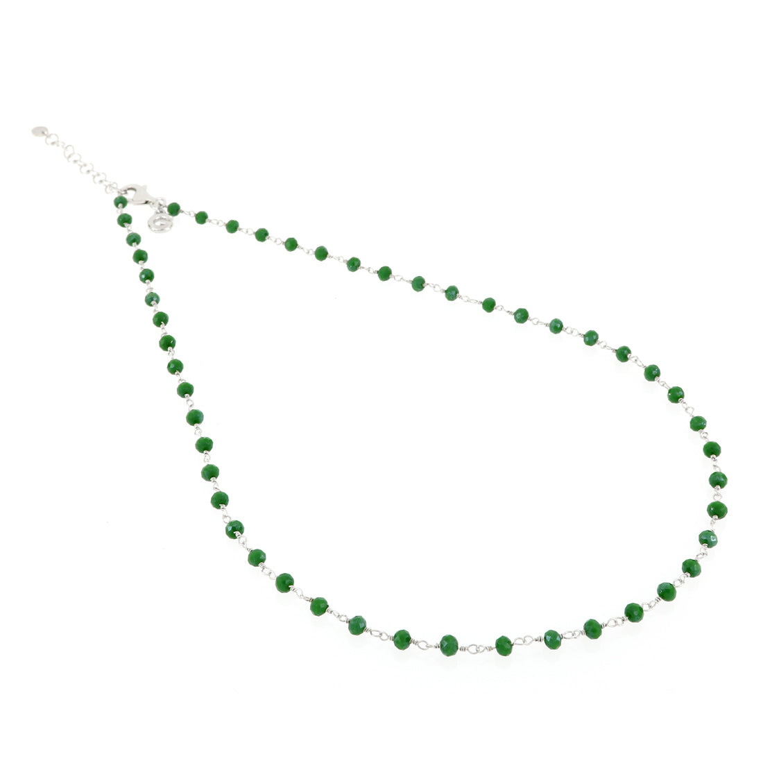 Collana rosario verde in argento 925