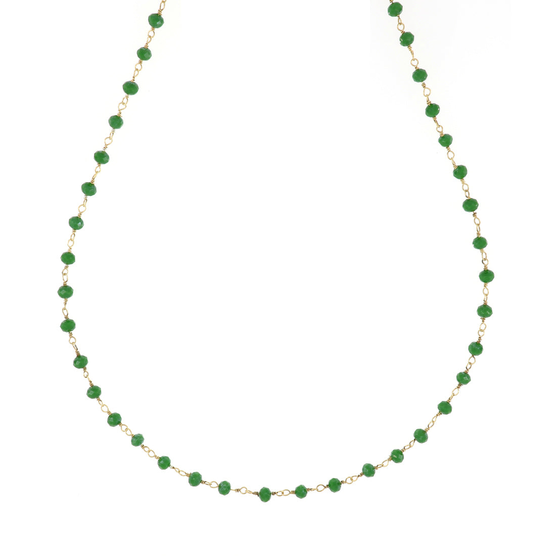 Collana a rosario con perline verdi placcata oro