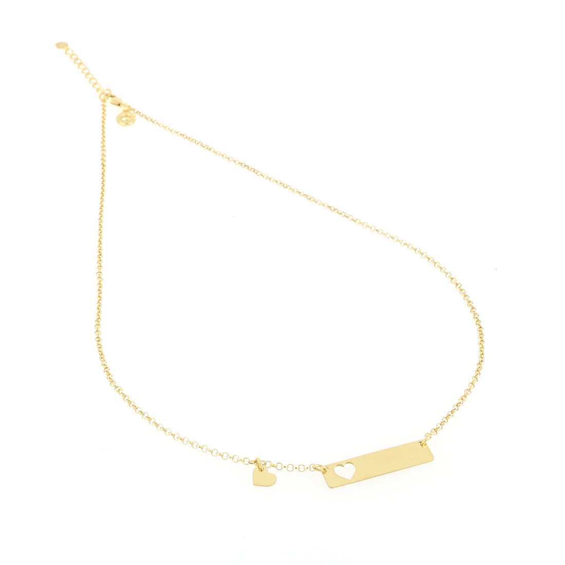 Collana con piastrina oro forata lateralmente a forma di cuore