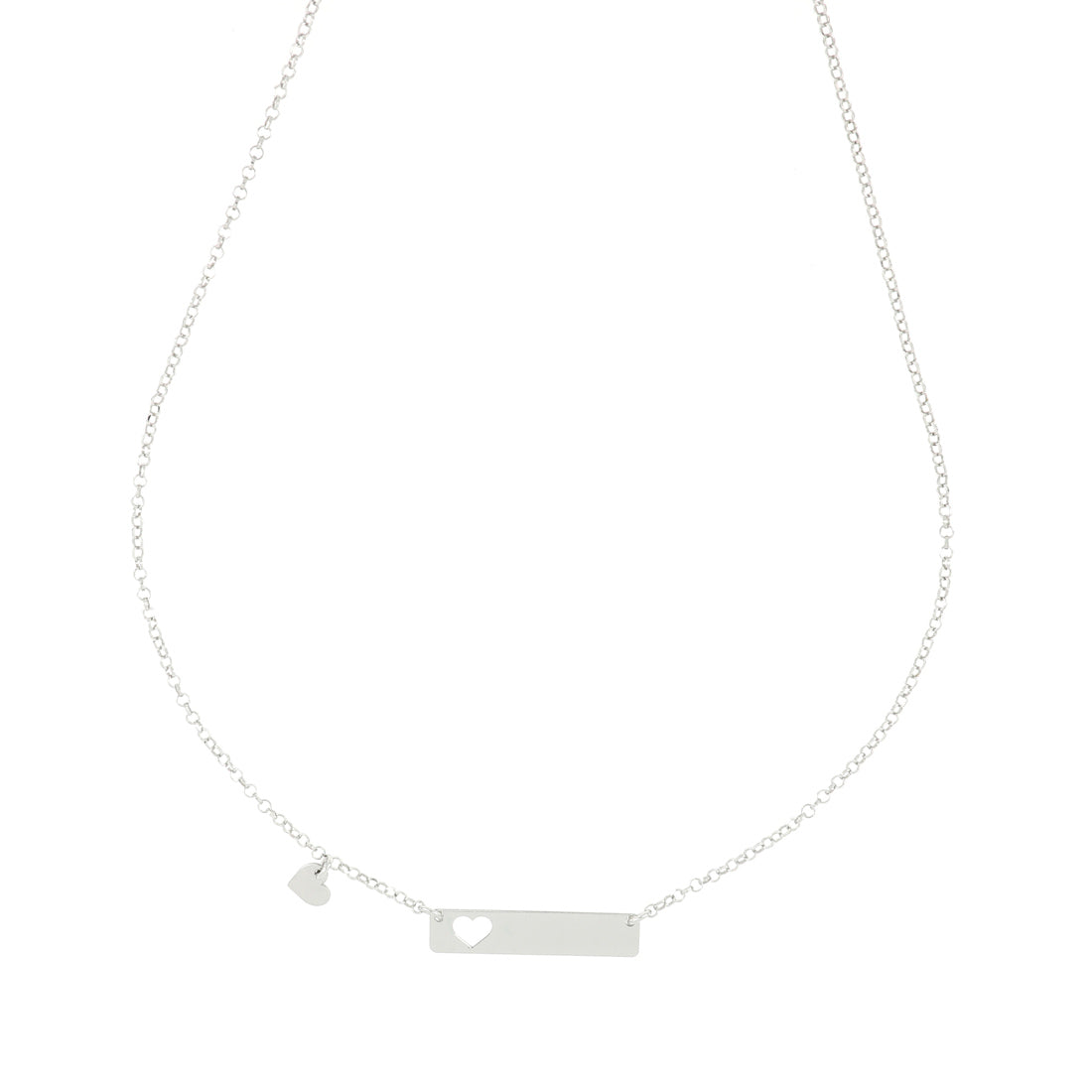 Collana argento con placchetta e cuore