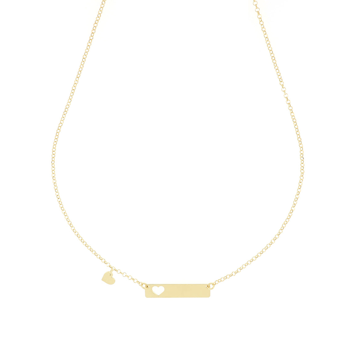 Collana con targhetta cuore placcata oro