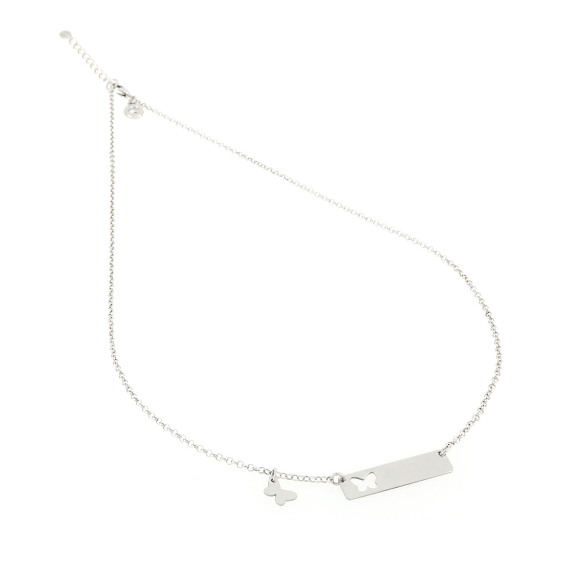 Collana in argento con targhetta farfalla