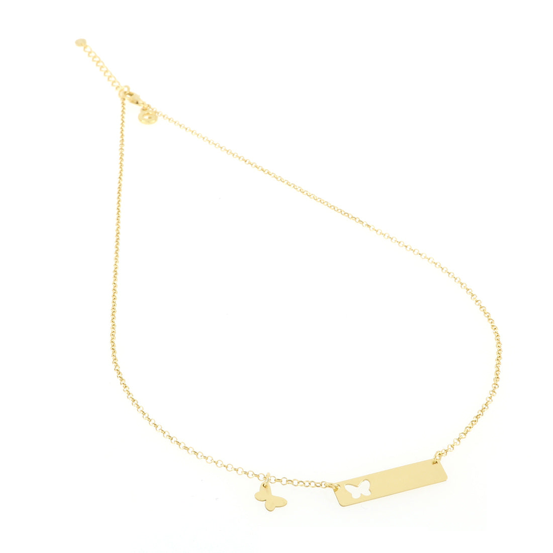 Collana con targa farfalla personalizzabile e placcata oro