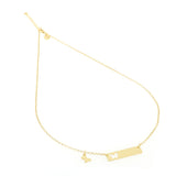 Collana con targa farfalla personalizzabile e placcata oro