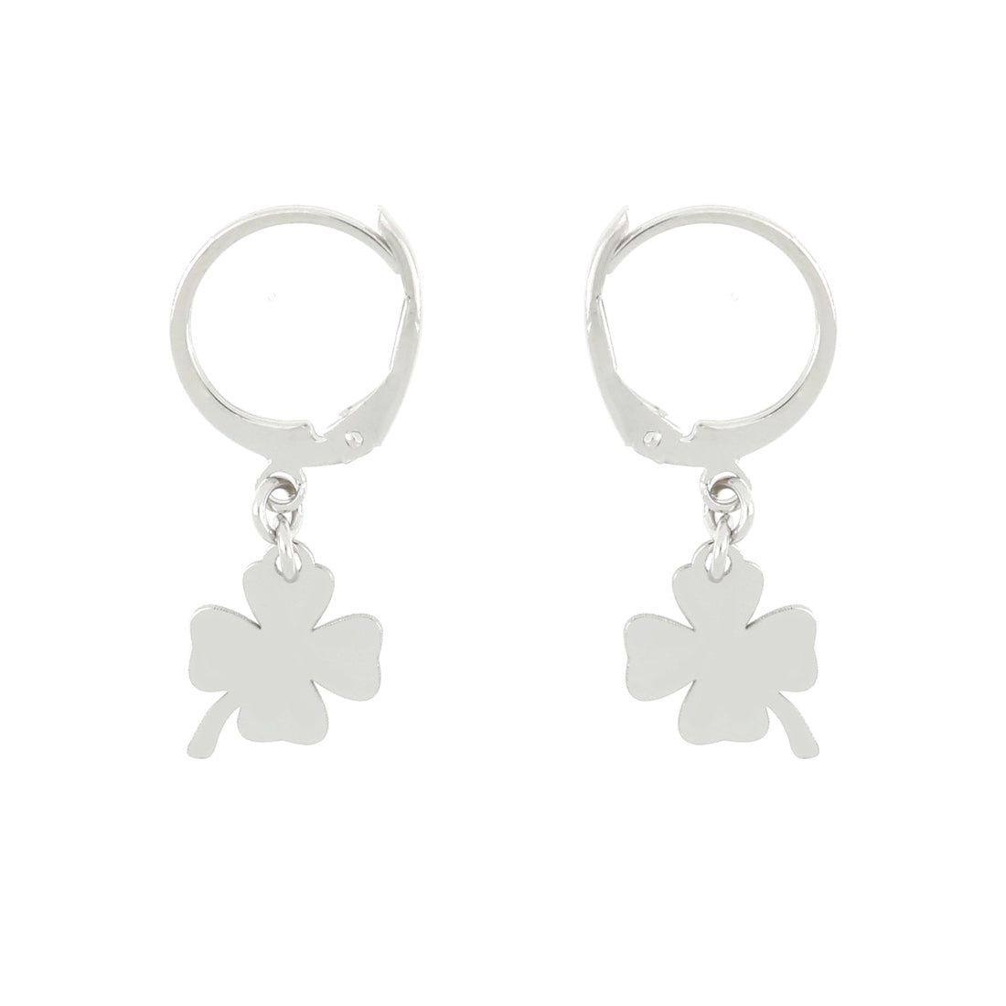 Orecchino con quadrifoglio e chiusura a monachella in argento 925