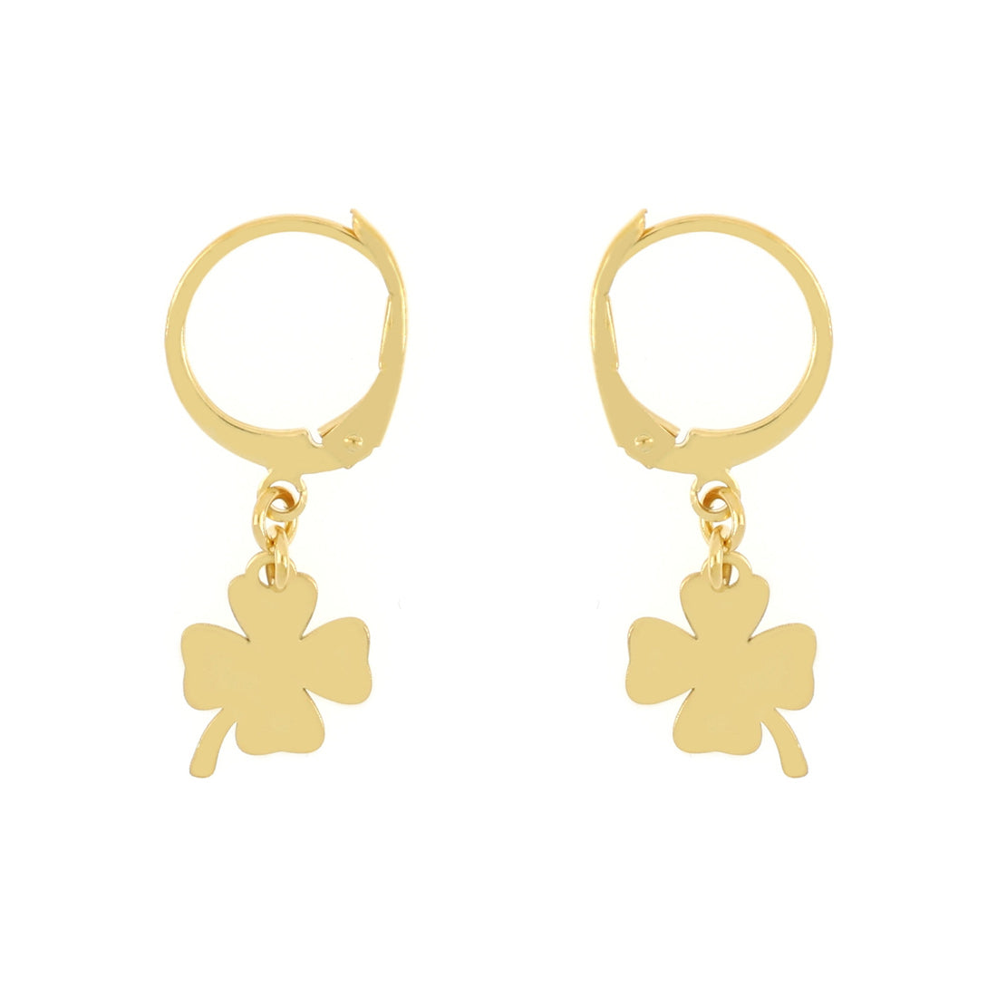 Orecchino oro con chiusura a monachella e pendente quadrifoglio