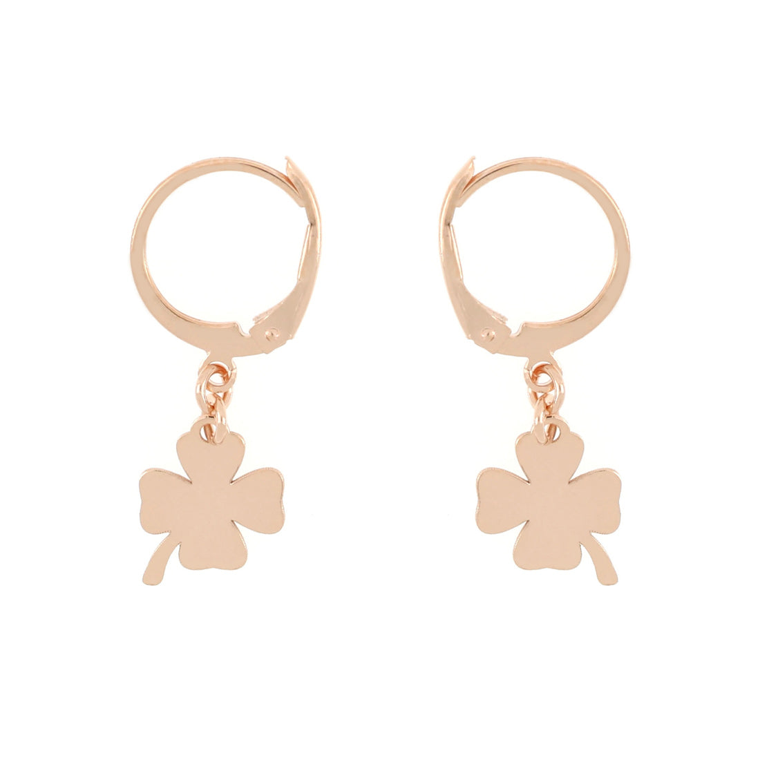 Orecchino con quadrifoglio in oro rosa