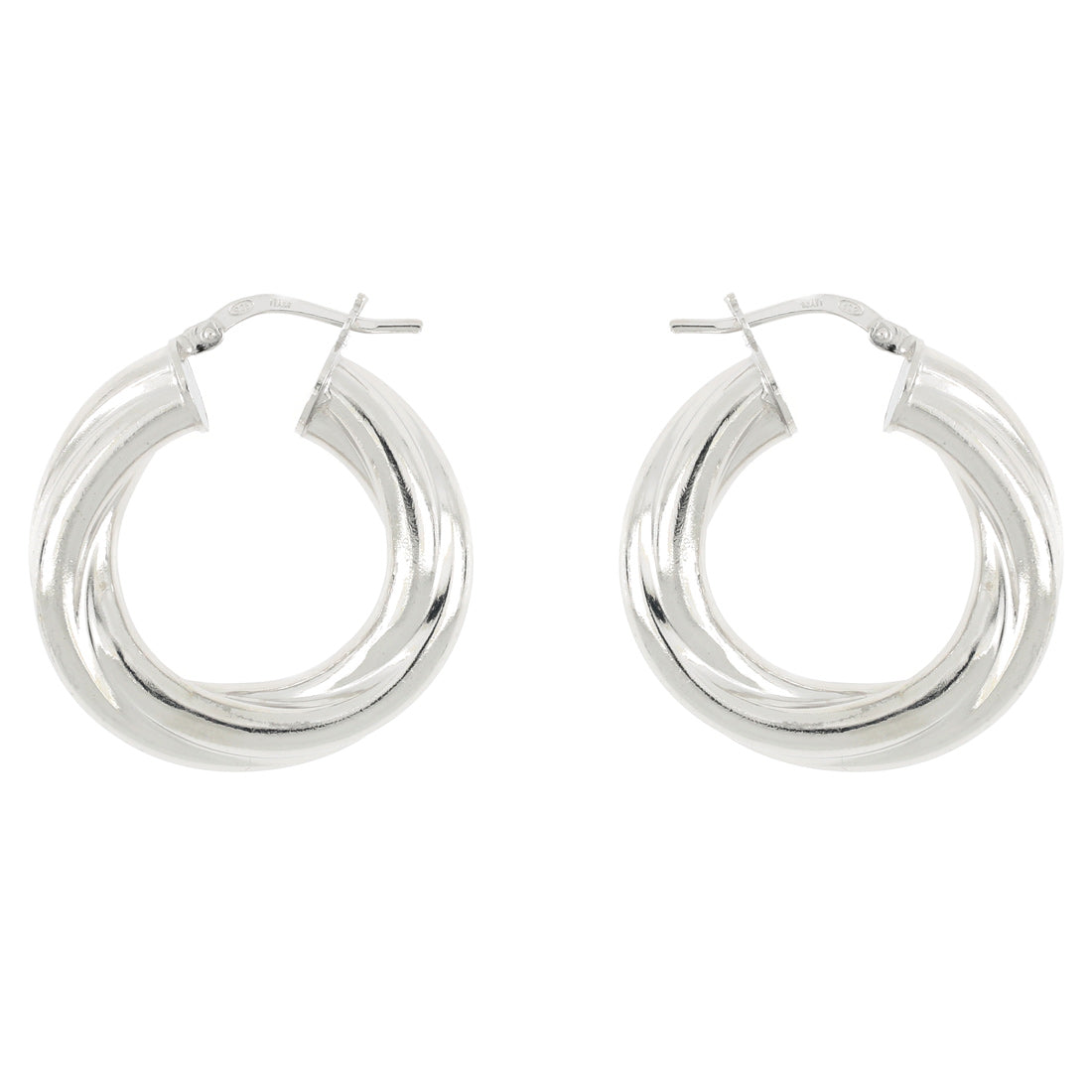 Orecchini bombati e attorcigliati argento