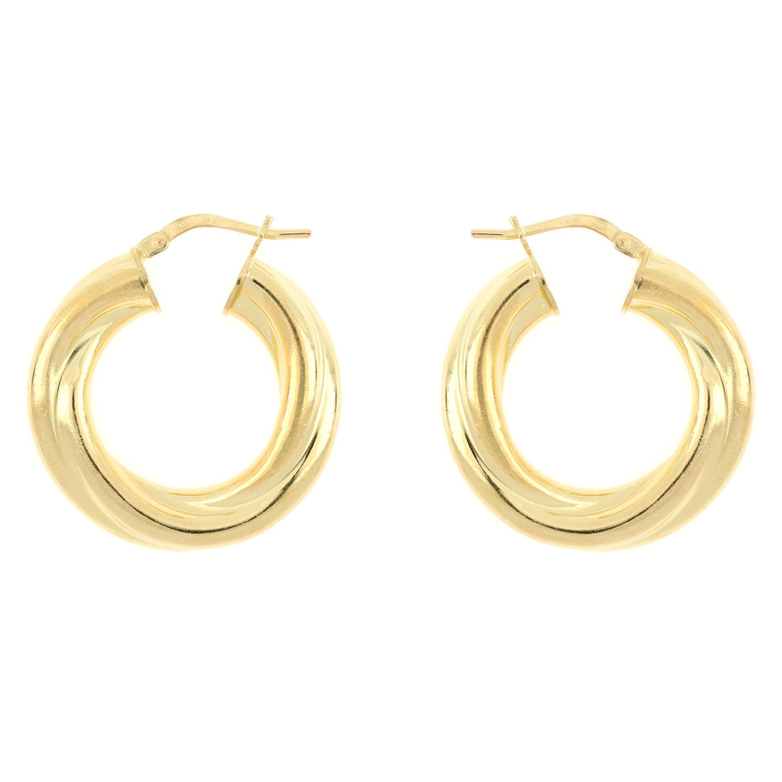 Orecchini bombati e attorcigliati placcati oro