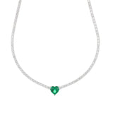 Green Heart Tennis Necklace