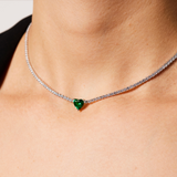 Green Heart Tennis Necklace