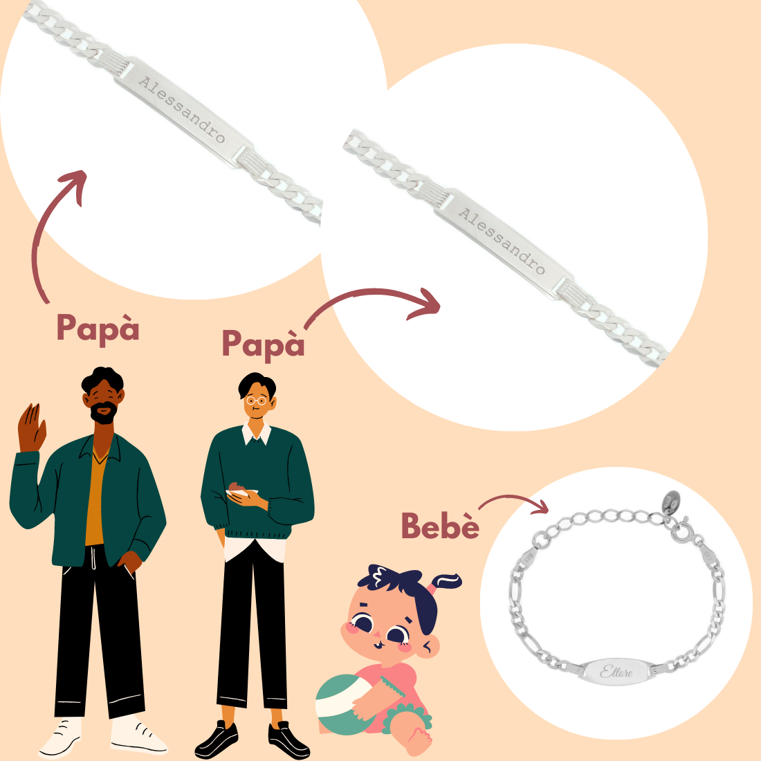 Set gioielli per papà e bambino