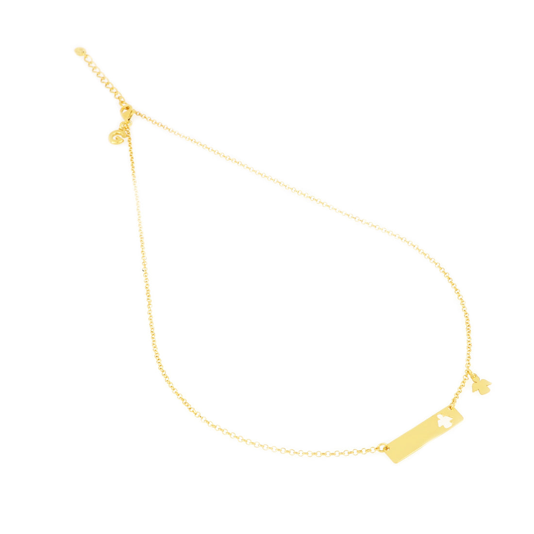 Collana targa con angelo placcata oro