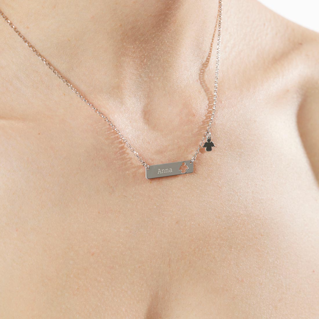 Collana in argento con angelo personalizzata
