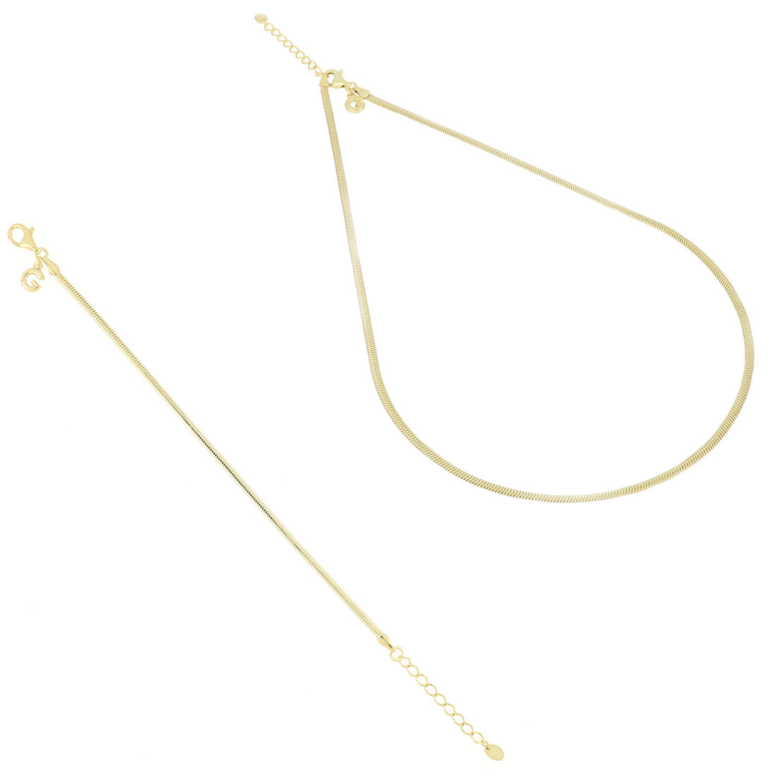 Set collana e bracciale modello snake placcati oro