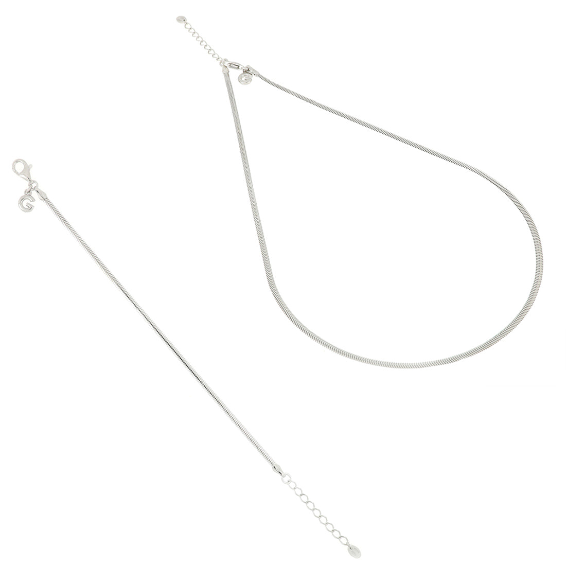 Set collana e bracciale modello snake soft in argento