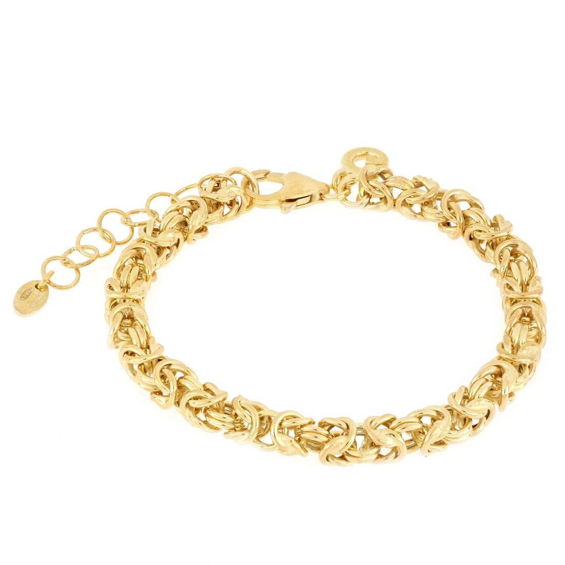 Bracciale con catena bizantina a maglie intrecciate placcato oro