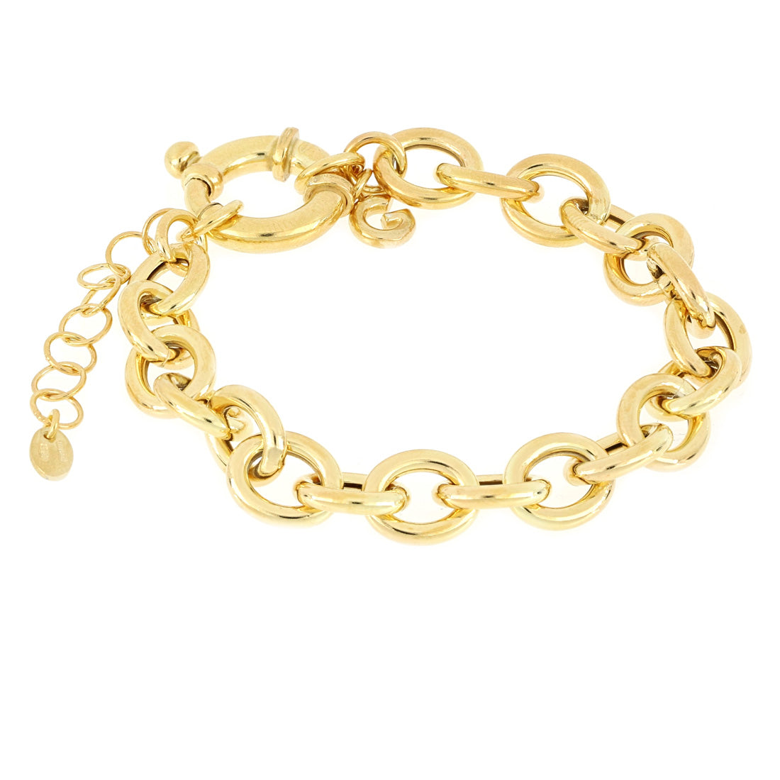Bracciale forzatina placcato oro fatto con maglie ovali intrecciate e chiusura ad anello