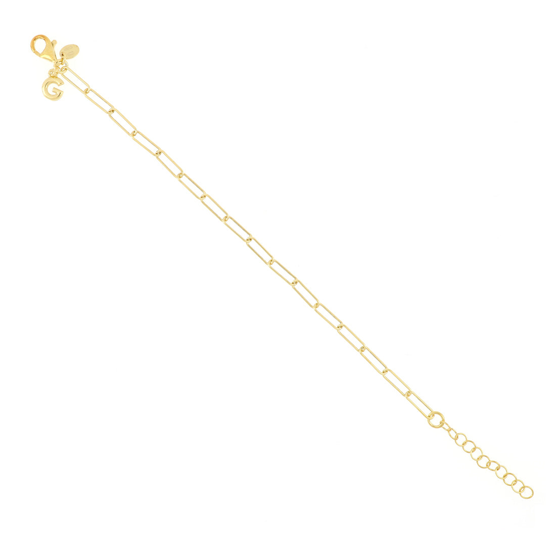 Bracciale leggero con maglie rettangolari semplici, realizzato in argento e placcato oro